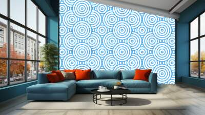 Modern diamond geometric waves spiral pattern and abstract circle wave lines. blue seamless tile stripe geomatics overlapping create retro square line backdrop pattern background. Overlapping Patter Wall mural