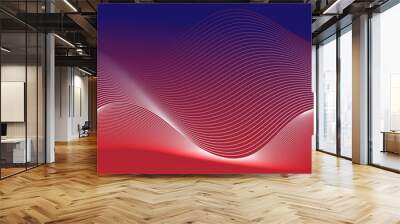 Vector abstract blue digital blend wave lines technology background. Modern minimal gradient white flowing wave lines and glowing moving lines. Futuristic technology sound wave lines red background. Wall mural