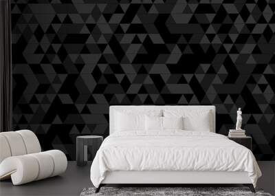 Vector geometric seamless technology gray and black triangle background. Abstract digital grid light pattern black Polygon Mosaic triangle Background, business and corporate background. Wall mural