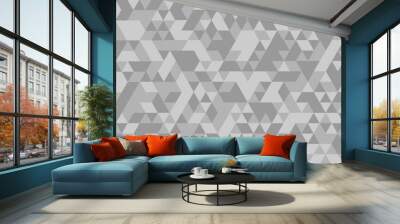 Vector geometric seamless technology gray and white triangle element light background. Abstract digital grid light pattern white Polygon Mosaic triangle Background, business and corporate background. Wall mural