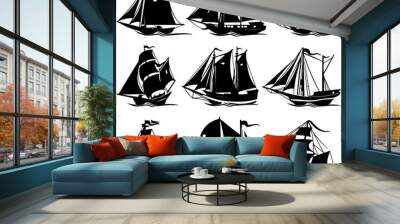 Sail ship silhouette Wall mural