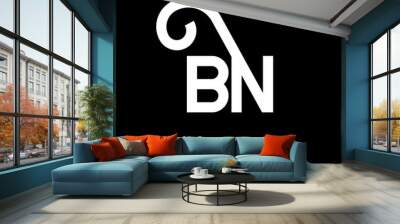 BN letter logo design on black background. BN creative initials letter logo concept. bn letter design. BN white letter design on black background. B N, b n logo Wall mural