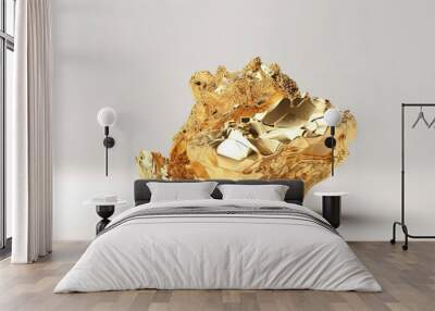 3d render, abstract golden nugget isolated on white background. Generative Ai Wall mural