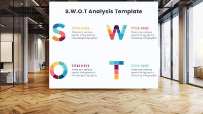 Concept of the SWOT-analysis template. Clean vector illustration for corporate strategic planning and business analytics presentations. Wall mural