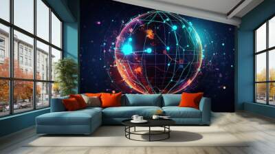 Digital technology background banner design. Generative ai Wall mural