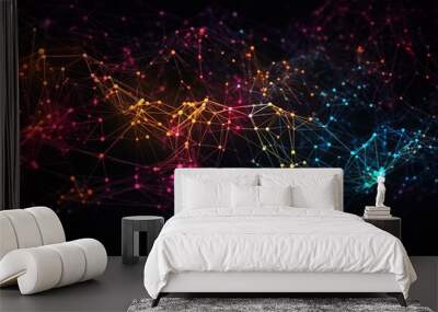 Technology network background concept, Global network. Generative ai Wall mural