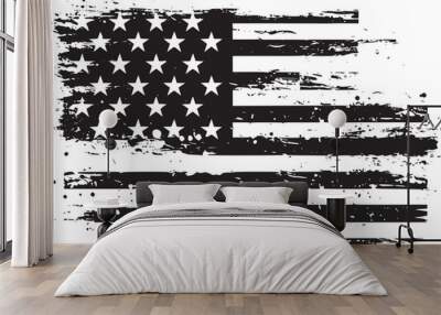 Black and white USA flags Wall mural