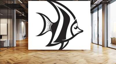 Angelfish silhouette vector illustration on a transparent background Wall mural