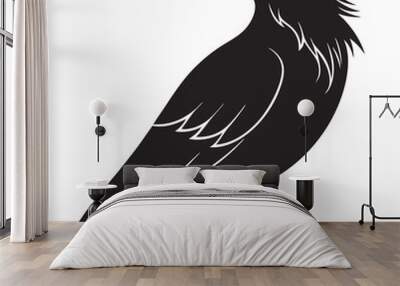 Crow bird silhouette vector on a white background Wall mural