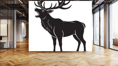 Large bull elk silhouette vector illustration Wall mural