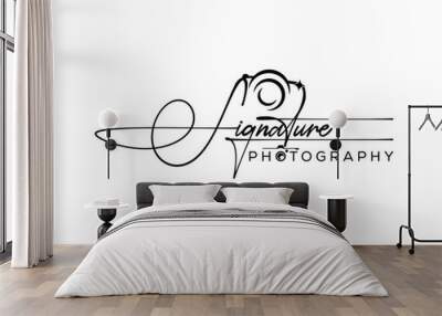 Best Signature photography watermark Font Calligraphy Logotype Script Font Type Font lettering handwritten with camera icon Wall mural