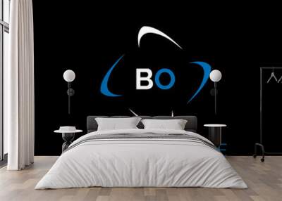 BO letter logo creative design. BO unique design. BO creative initials letter logo concept. BO letter logo design on black background. Wall mural