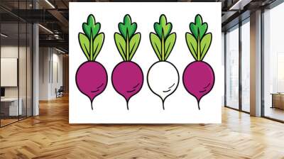 Cartoon turnip. tasty turnip root vegetable. Organic garden turnip flat vector illustration on white background Wall mural