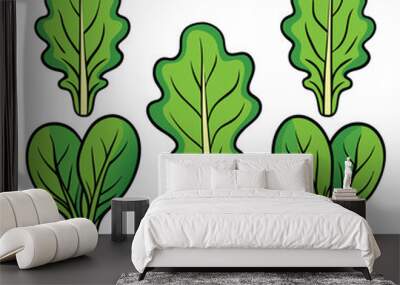 Mustard green vegetable vector illustration, cartoon vegetables flat icon design Wall mural