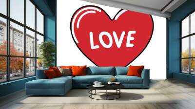 Red heart shape isolated on white Wall mural