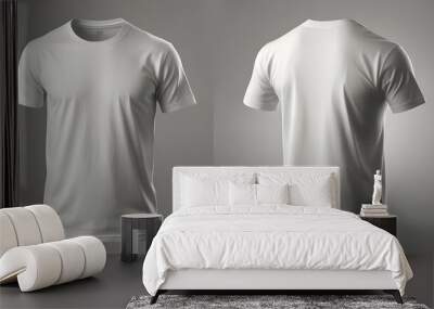 White blank t-shirt mockup. t-shirt front and back side. male t shirt template. Generative Ai	 Wall mural