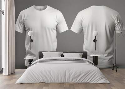 White blank t-shirt mockup. t-shirt front and back side. male t shirt template. Generative Ai	 Wall mural