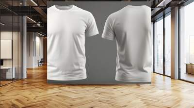 White blank t-shirt mockup. t-shirt front and back side. male t shirt template. Generative Ai	 Wall mural