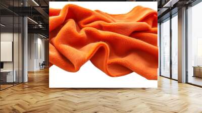 A soft piece of fleece fabric in bright orange, isolated on transparent background Wall mural