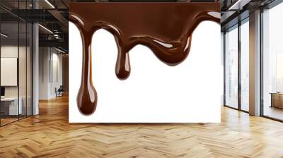 Melted brown chocolate dripping on transparent background, with clipping path 3D illustration. Wall mural