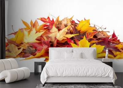 Pile of Vibrant Autumn Leaves Wall mural