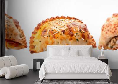 set of calzones, including pepperoni and veggie, isolated on transparent background Wall mural