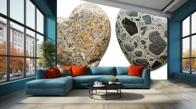 Set of heart shape rock isolated on transparent background Wall mural