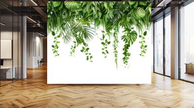 Tropical creeper border hanging, isolated on transparent background Wall mural