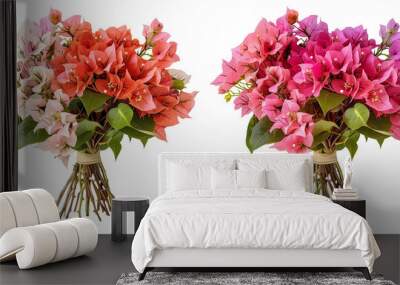 ummer season flowers bouquet made with  Bee Bougainvillea isolated on transparent background Wall mural