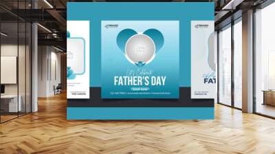 Fathers day sale promotion social media post template with love or heart banner. Wall mural