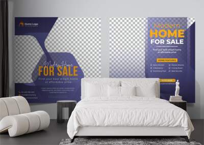 Real estate business house property sale social media post and square web banner template. Wall mural