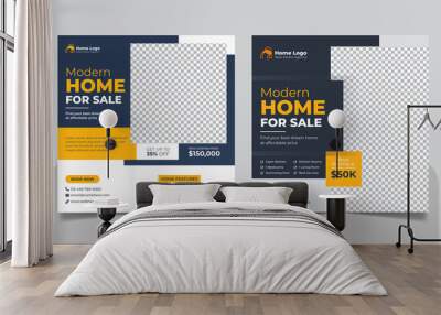 Real estate business house property sale social media post and square web banner template. Wall mural