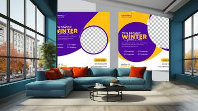 Winter sale social media post banner design and fashion sale web banner and square flyer template Wall mural