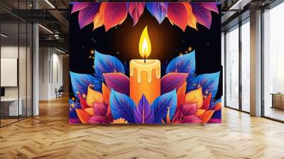 A Modern Take on Diwali Greetings in Vibrant Style Wall mural