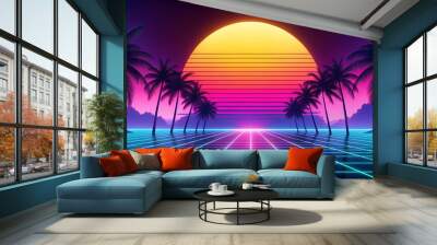 Neon Nights in Miami: A Vice-Inspired Adventure Wall mural