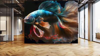 Blue betta fish in clean background. AI Generative Wall mural