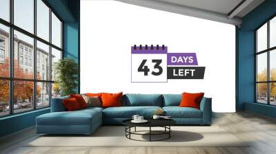 43 days left Countdown number banner templates. time icon. Vector Illustration  Wall mural