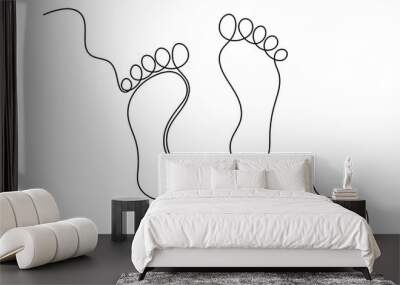 Continuous single line of foot sole drawing outline vector art illustration
 Wall mural