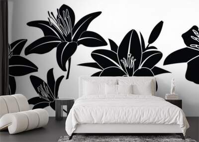 Blooming Lily flowers Silhouette Vector illustration icon set. Wall mural