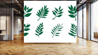 vector collection of illustrations of tropical foliage leaves Wall mural