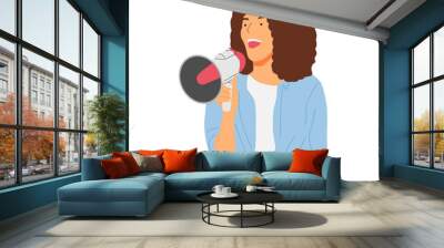 vector illustration concept of a person screaming with a loudspeaker, megaphone Wall mural