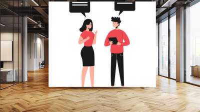 vector illustration of two people talking Wall mural