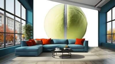 A highly detailed high contrast tennis ball on white background Wall mural