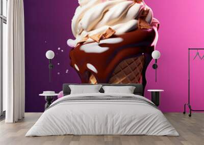  ice-cream cone on color background Wall mural