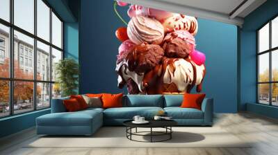  ice-cream cone on color background Wall mural