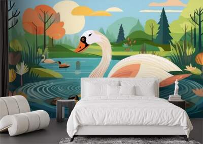 Lake animals swimming near the water Wall mural