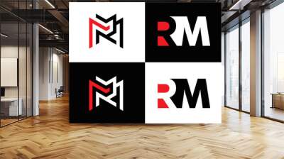  RM logo. R M design. White RM letter. RM, R M letter logo design. R M letter logo design in FIVE, FOUR, THREE, style. letter logo set in one artboard. R M letter logo vector design.	
 Wall mural