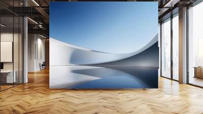 3d render of abstract structure futuristic architecture with empty concrete floor Wall mural