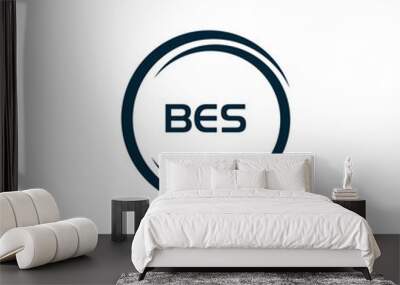 BES logo. B E S design. White BES letter. BES, B E S letter logo design. B E S letter logo design in GOLD, GOLDEN LOGO, THREE, style. letter logo set in one artboard. B E S letter logo vector design. Wall mural