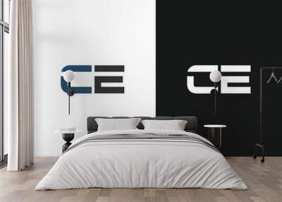 CE logo. C E design. White CE letter. CE, C E letter logo design. Initial letter CE linked circle uppercase monogram logo. C E letter logo vector design.  Wall mural